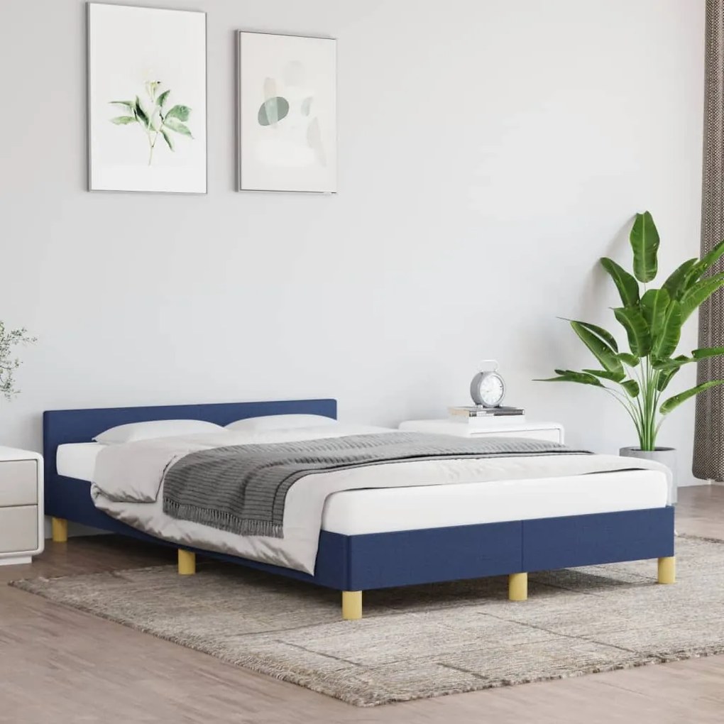 vidaXL Estrutura de cama sem colchão 120x190 cm tecido azul