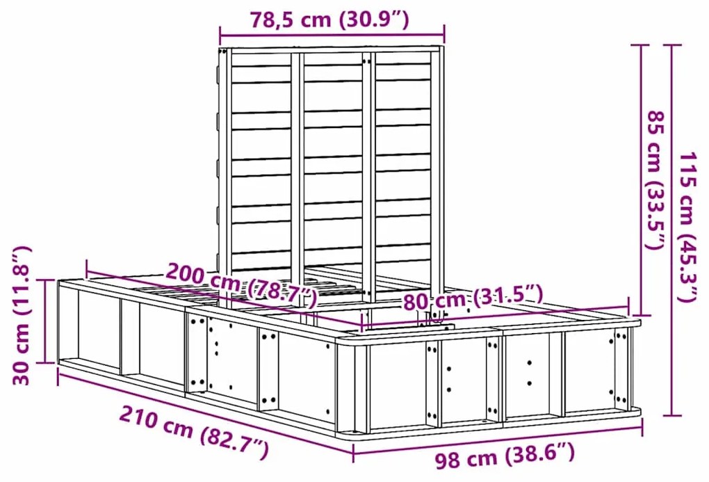 Estrutura da Cama Castanho 80 x 200 cm Madeira de pinho maciça