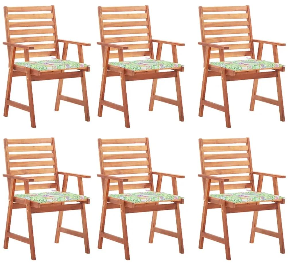 3078359 vidaXL Cadeiras de jantar p/ jardim 6 pcs c/ almofadões acácia maciça