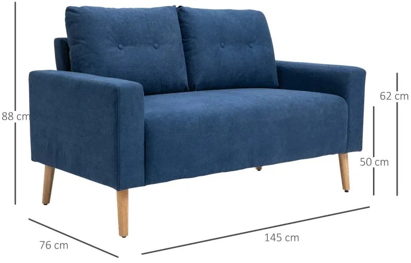 Sofá Faker de 2 Lugares - Azul - Design Nórdico