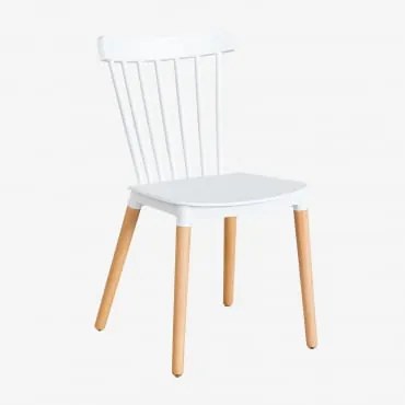Pack De 4 Cadeiras De Jantar Em Madeira De Faia E Polipropileno Royal Branco - Sklum