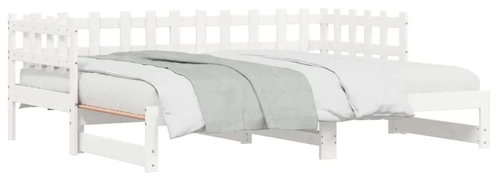 Sofá-cama de puxar 2x(80x200) cm pinho maciço branco