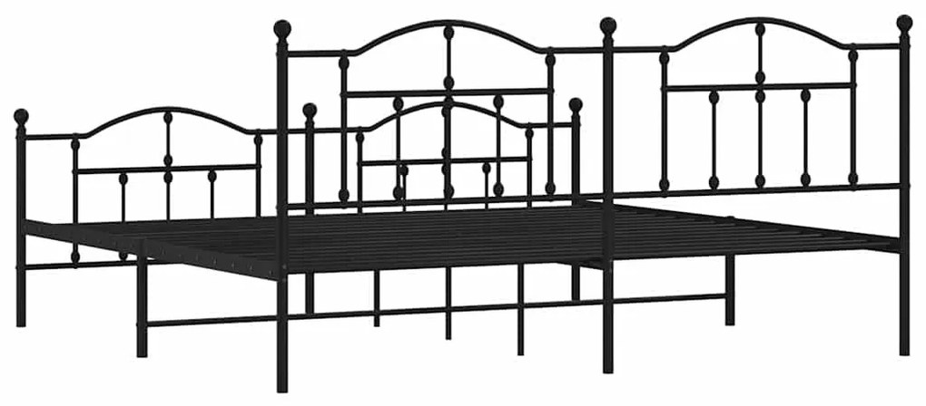Estrutura de cama com cabeceira e pés 193x203 cm metal preto