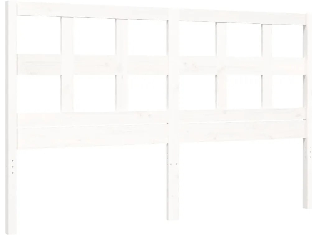 Estrutura de cama King Size com cabeceira madeira maciça branco