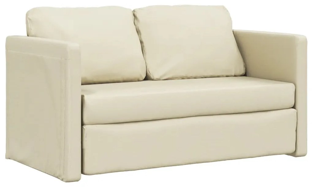 Sofá-cama sem pés 112x174x55 cm couro artificial cor creme