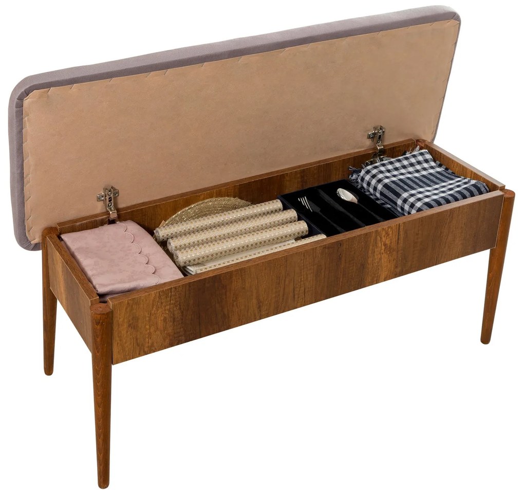 Conjunto de Mesa de Jantar Extensível Vina – Nogueira – 130x77x80 cm