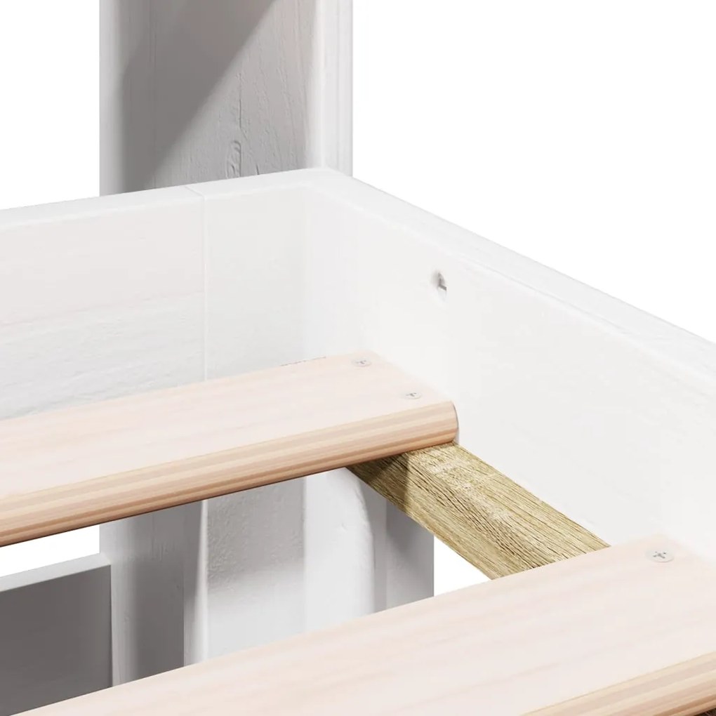 Cama com estante sem colchão 200x200 cm pinho maciço branco