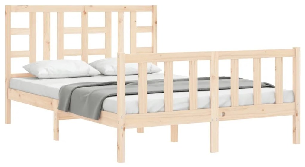 Estrutura de cama com cabeceira 140x190 cm madeira maciça