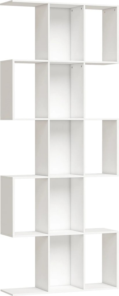 HOMCOM Estante de 5 Níveis Estante de Livros Estreita Estante em Forma de S 80x24x200 cm Branco com Efeito Madeira | Aosom Portugal