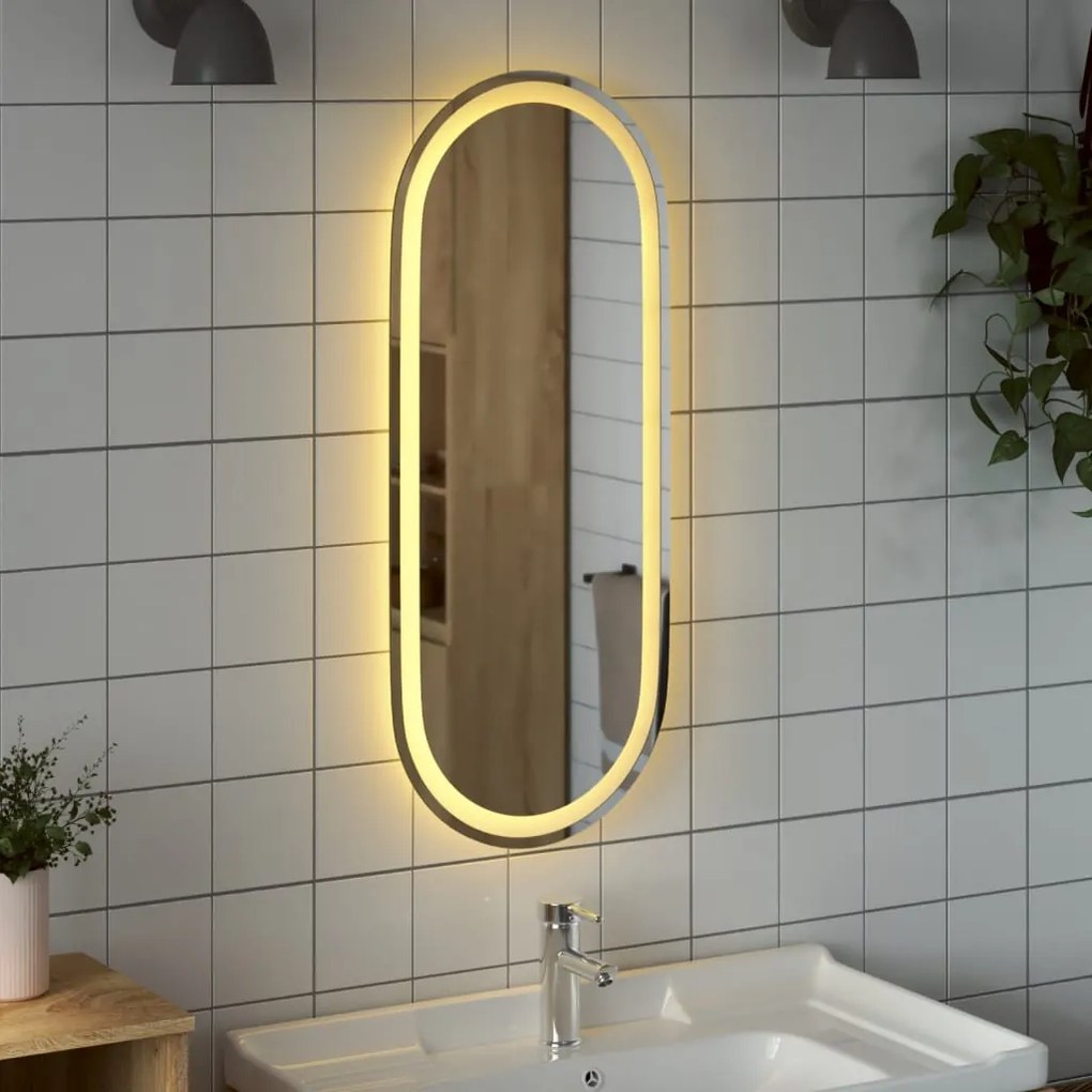 Espelho Oval Delta com Luz LED - 90x40 cm - Design Moderno