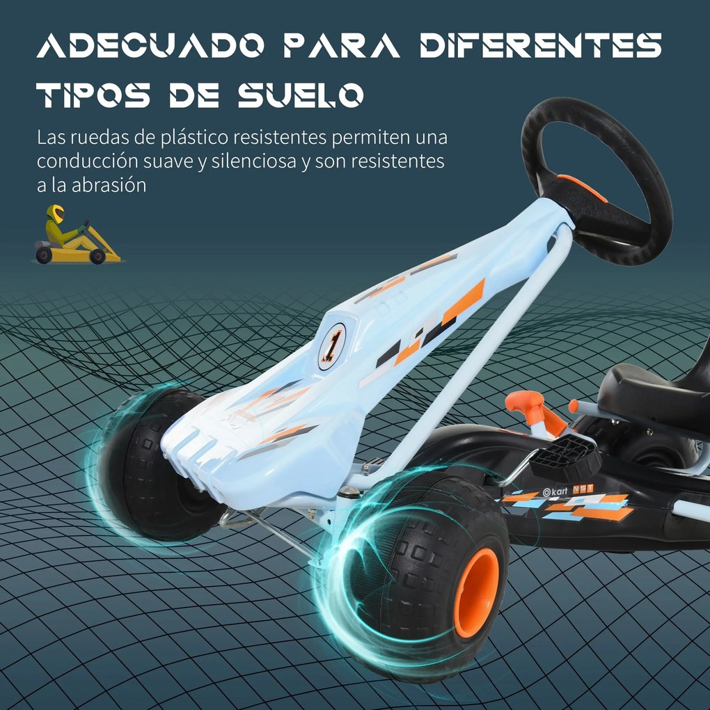 Go kart de pedais para crianças acima de 3 anos com freio assento ajus