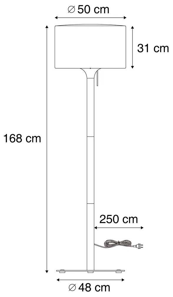 Candeeiro de Chão Exterior Escandinavo Bege com Abajur Branco IP44 - Mississippi Moderno