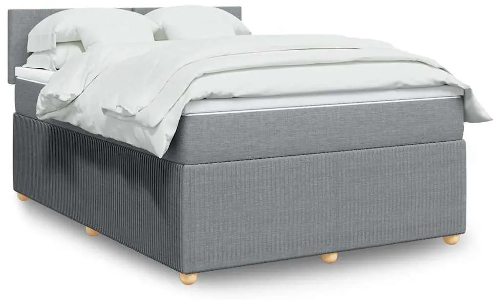 vidaXL Cama com molas/colchão 140x190 cm tecido cinzento-claro