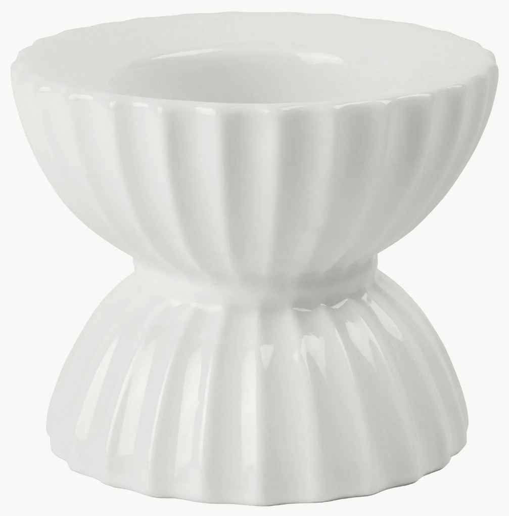 Castiçal em porcelana com superfície canelada Tura