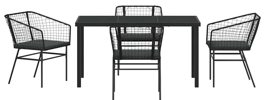 Conjunto de Jantar para Jardim de 5 Peças da com Almofadas Pretas em P