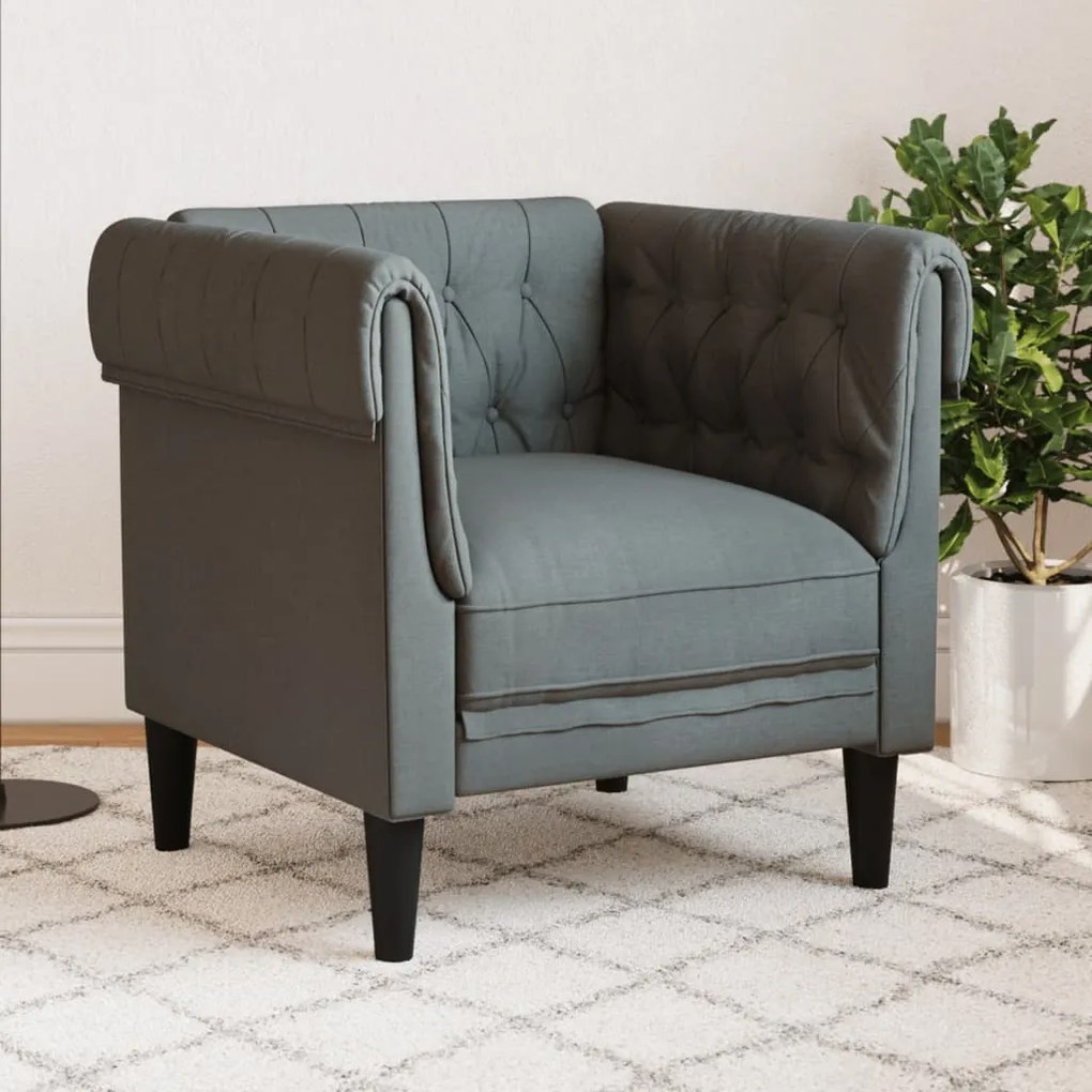vidaXL Sofá chesterfield tecido cinzento-escuro