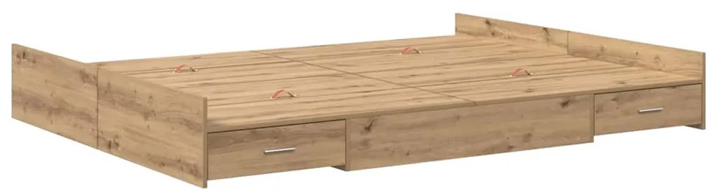 Estrado de cama com arrumação carvalho artisiano 140 x 190 cm