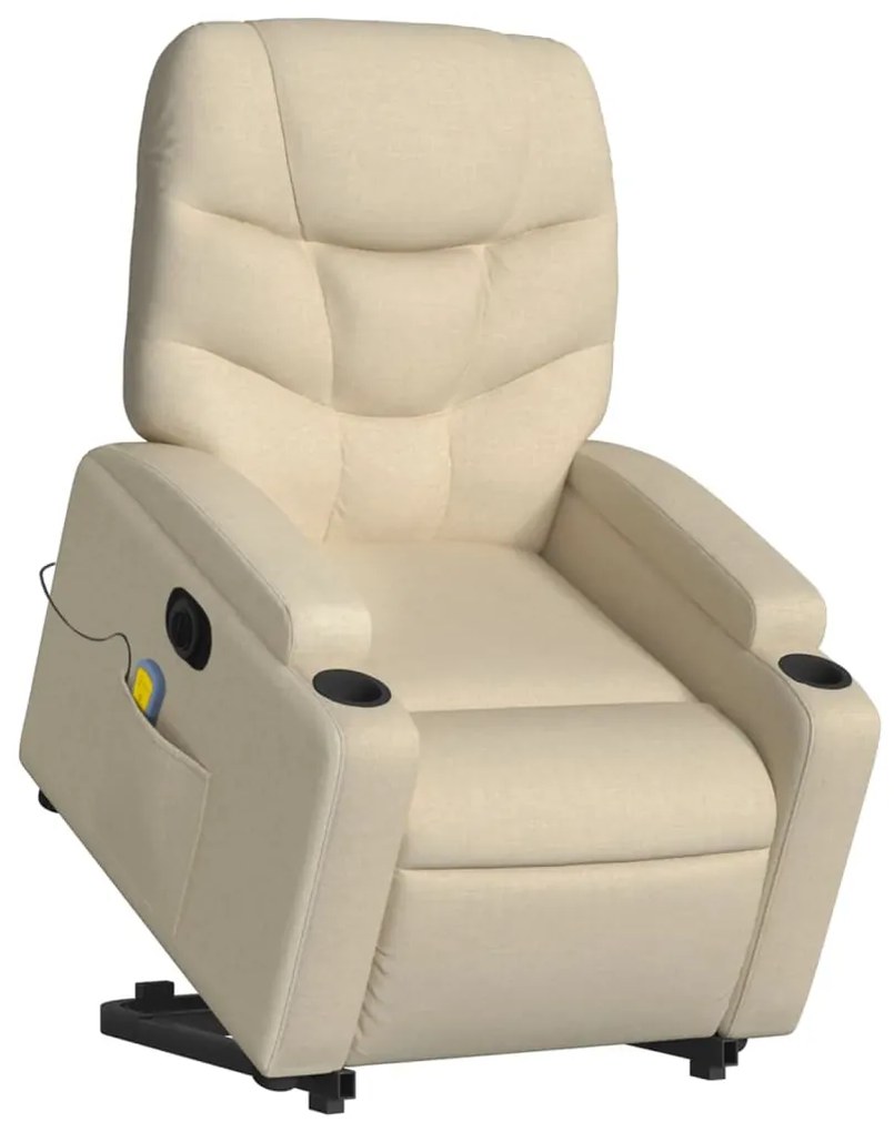 Poltrona elétrica elevatória massagens tecido creme