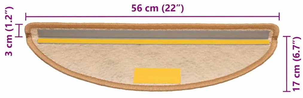 Tapetes escada adesivos aspeto sisal 15 pcs cor de sisal