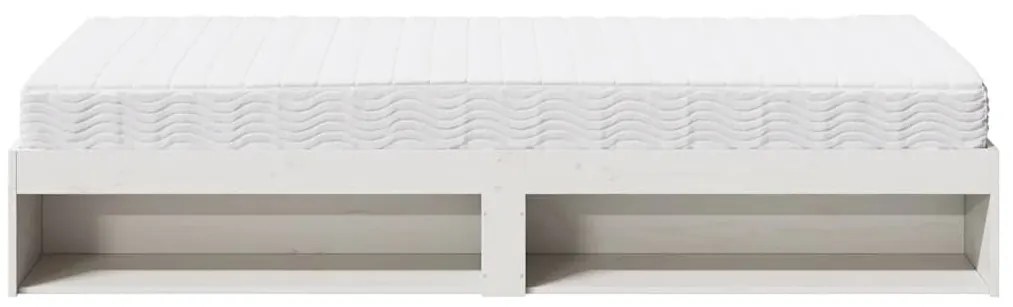 Sofá-cama com colchão 90x190 cm madeira de pinho maciça branco