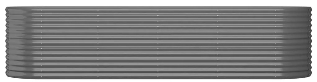 Canteiro elevado jardim 296x80x68cm aço revestido a pó cinzento