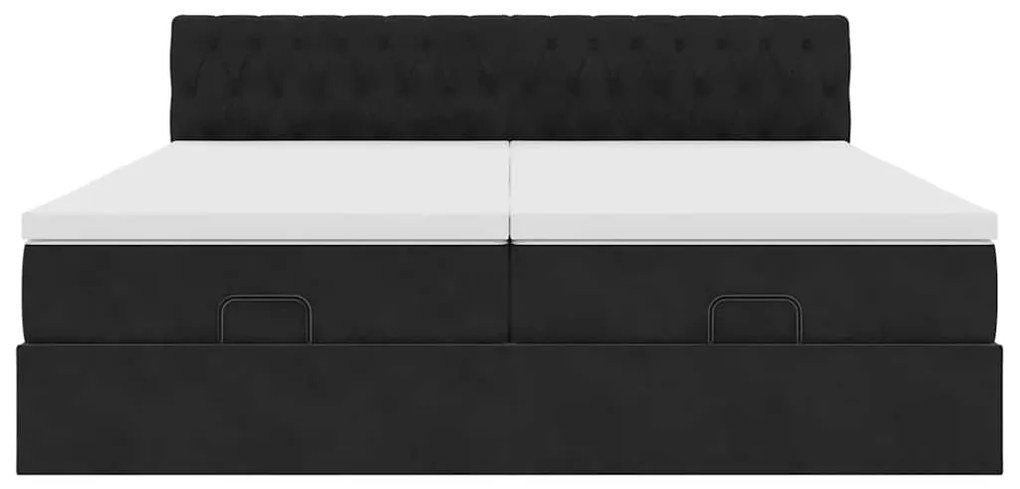 Estrutura de cama otomana com colchões 180x200cm veludo preto