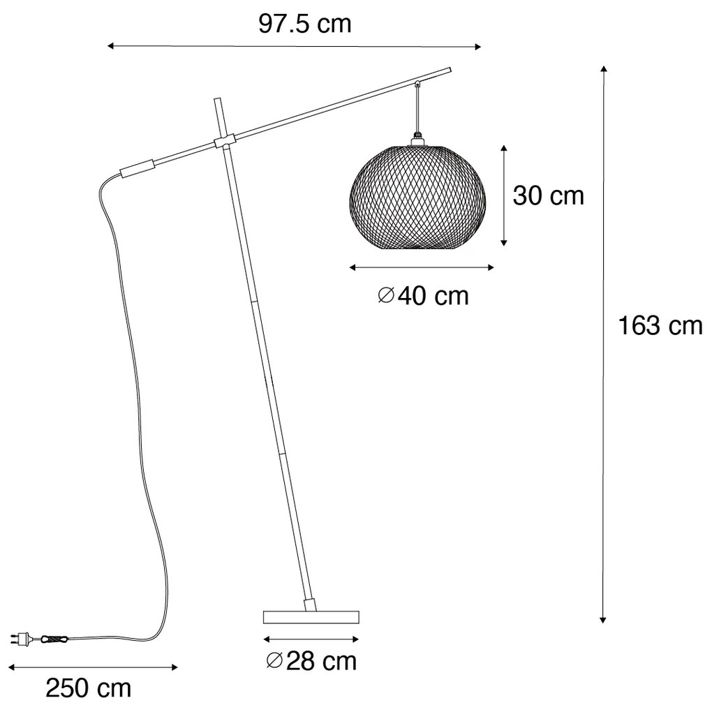 Candeeiro de pé para exterior oriental bambu IP44 - Rafael