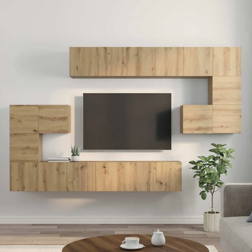 Conjunto de móvel de TV 10 pcs carvalho artisiano