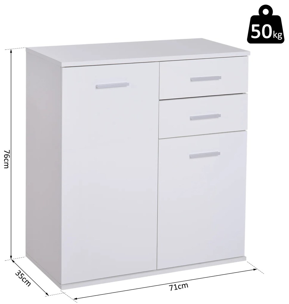 Armário Gabinete Consola Aparador Organizador de armazenamento multiuso para sala de estar com portas e gavetas 71x35x76cm