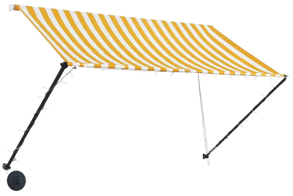 Toldo retrátil com LED 250x150 cm amarelo e branco