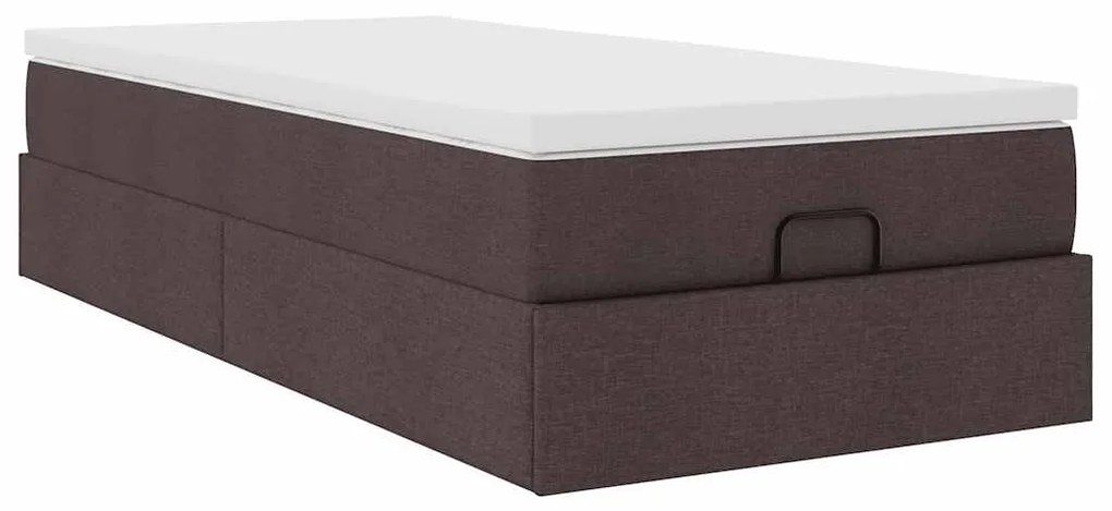 Estrutura cama otomana colchão 90x200 cm tecido castanho escuro