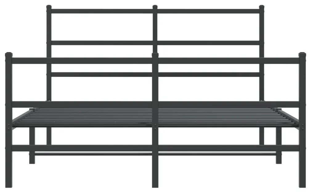 Estrutura de cama com cabeceira e pés 135x190 cm metal preto