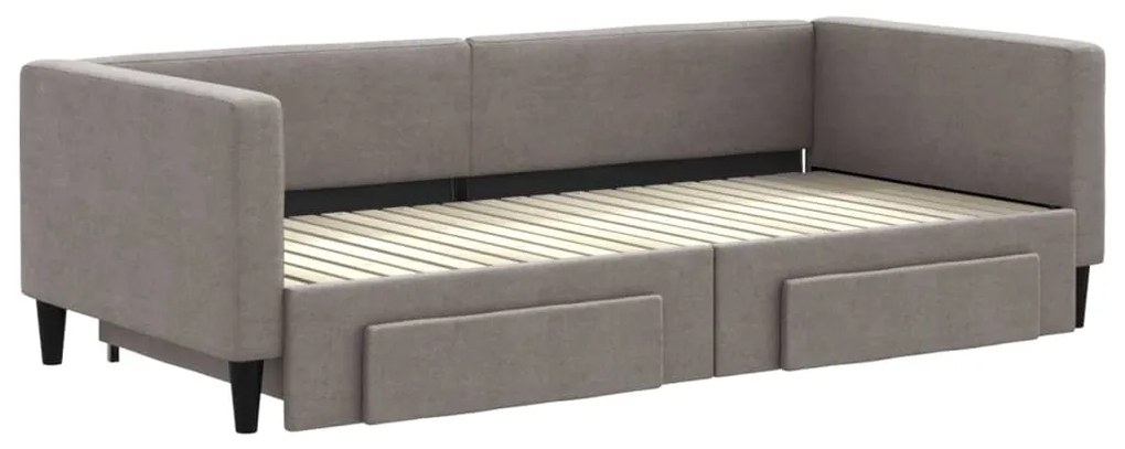 Sofá-cama c/ gavetão/gavetas 90x200 cm tecido cinza-acastanhado