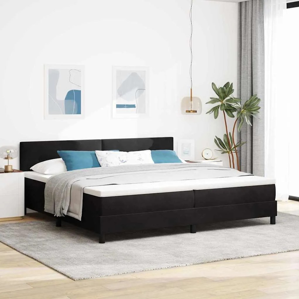 Cama Box Spring vidaXL com Colchão Preto 200x200 cm Veludo