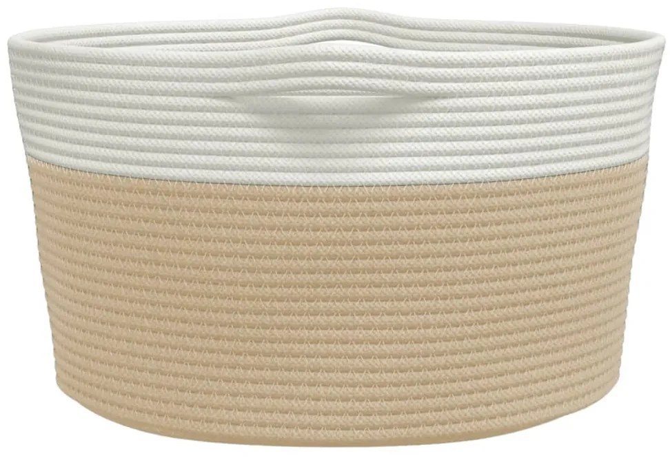 Cesto de arrumação Ø40x25 cm algodão bege e branco