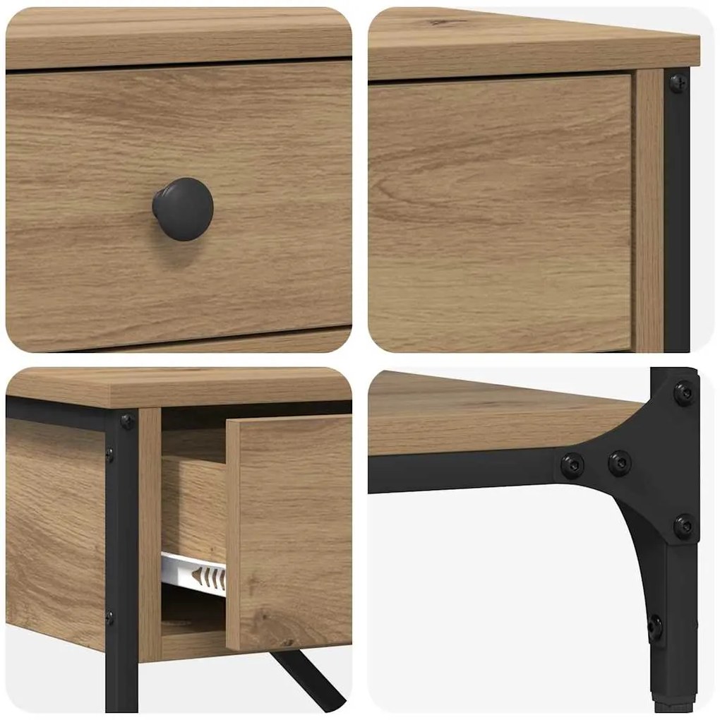 Mesa de Console Carvalho Artesanal 75x34.5x75 cm Madeira Engenheirada