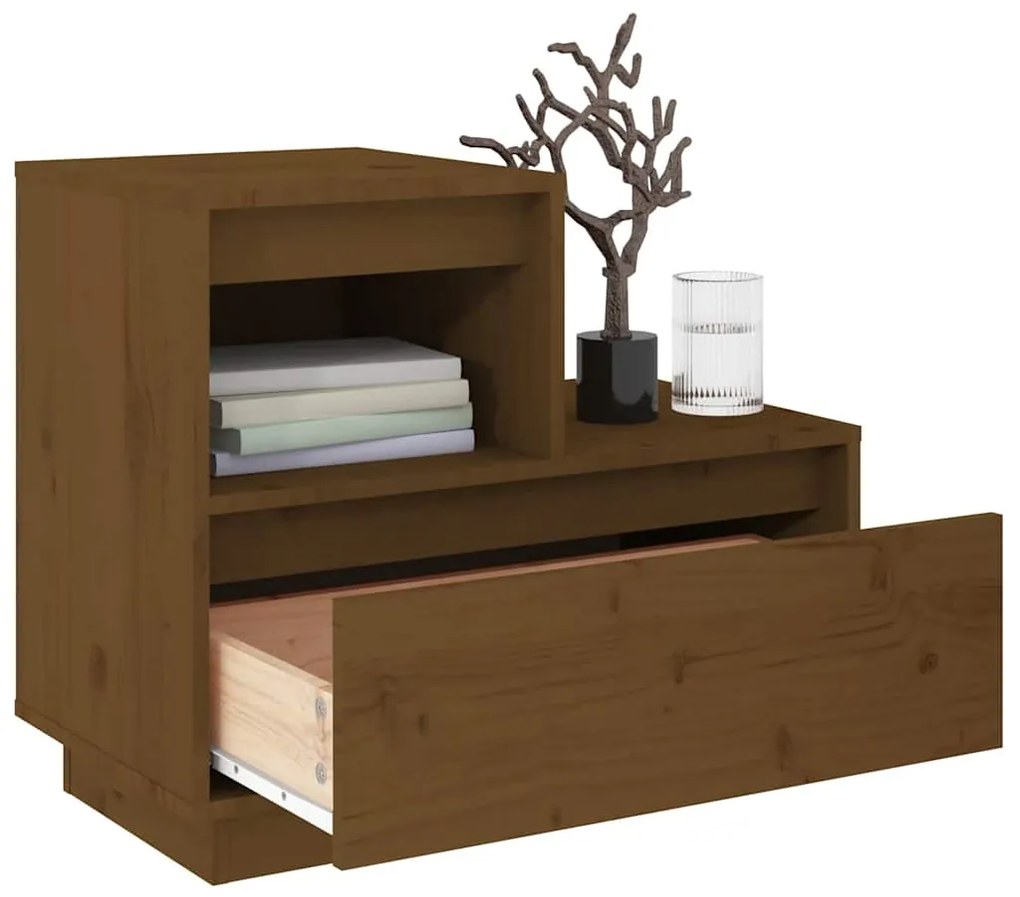 Mesas de cabeceira 2 pcs 60x34x51 cm pinho maciço castanho mel