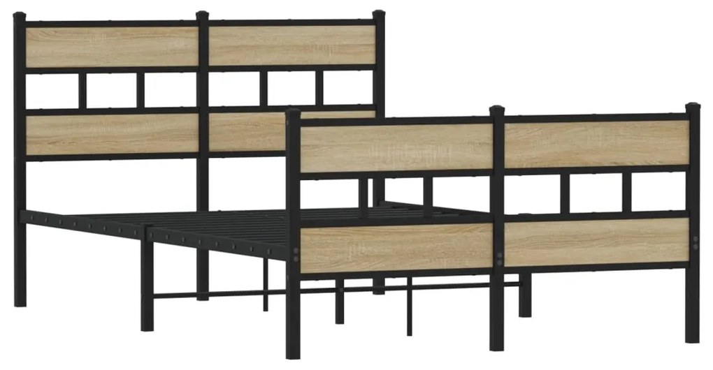 Estrutura de cama sem colchão 120x200 cm metal carvalho sonoma