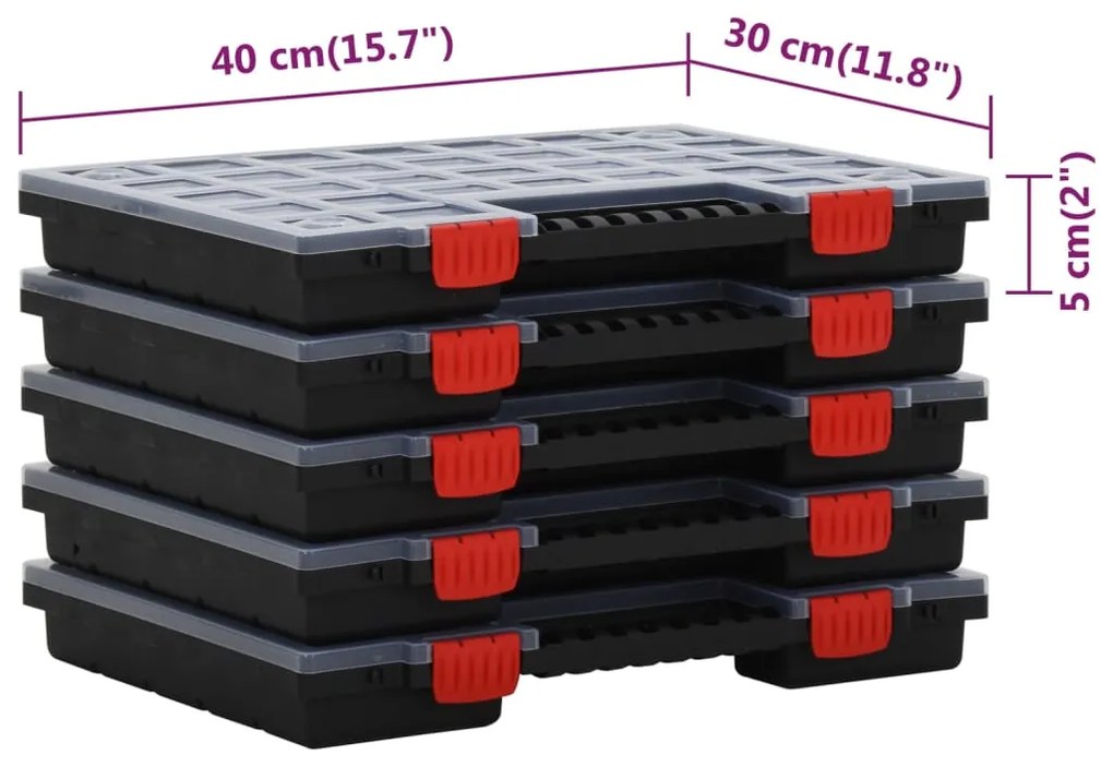 Caixas de arrumação 5 pcs polipropileno 40x30x5 cm