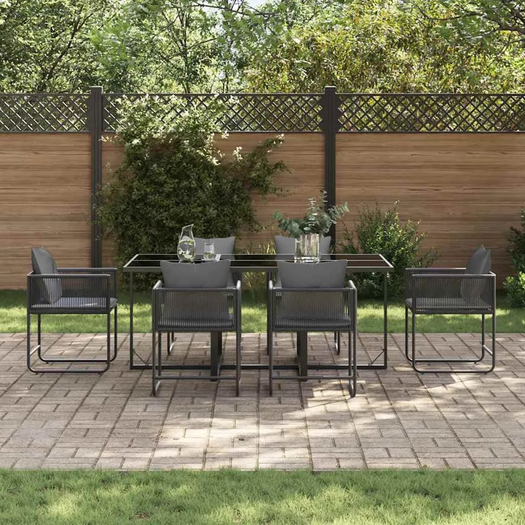 Conjunto de Jantar de Jardim de 9 Peças vidaXL com Almofadas em Aço e