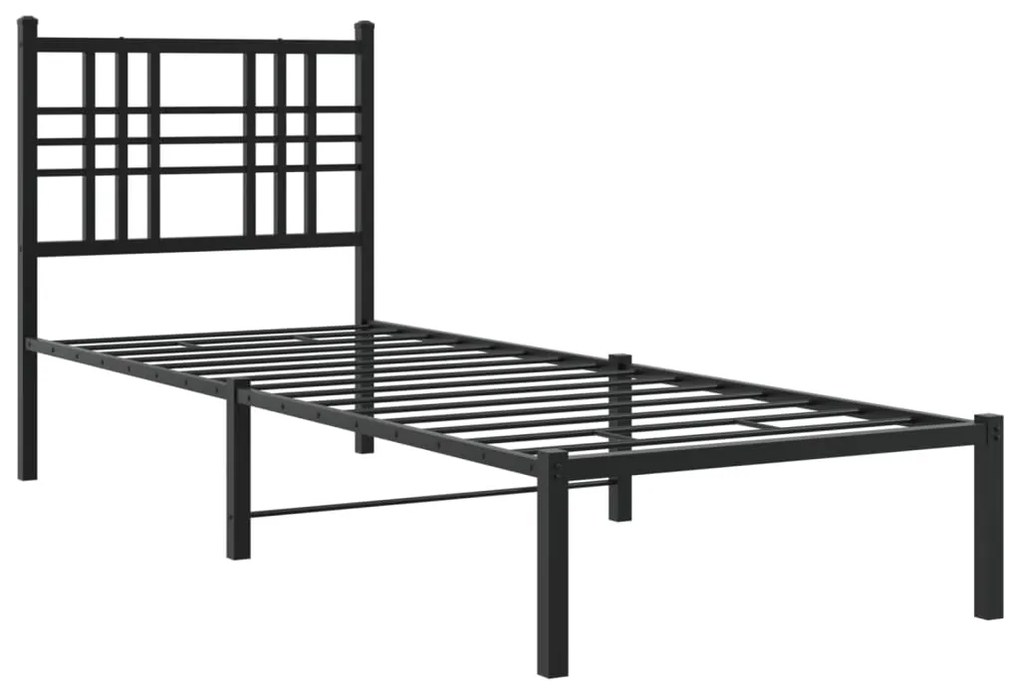 Estrutura de cama metal s/ colchão c/ cabeceira 75x190 cm preto