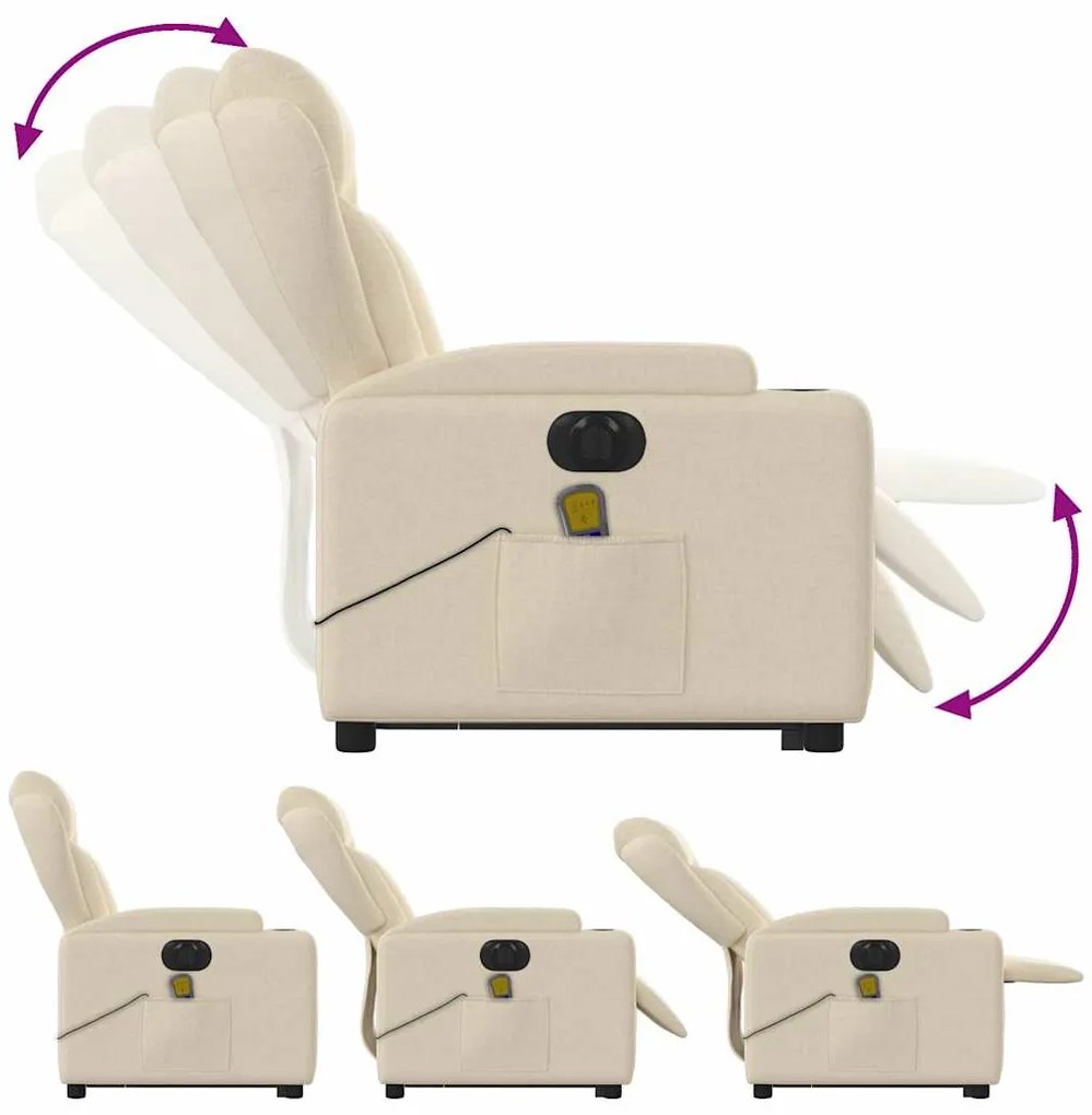 Poltrona elétrica elevatória massagens tecido creme