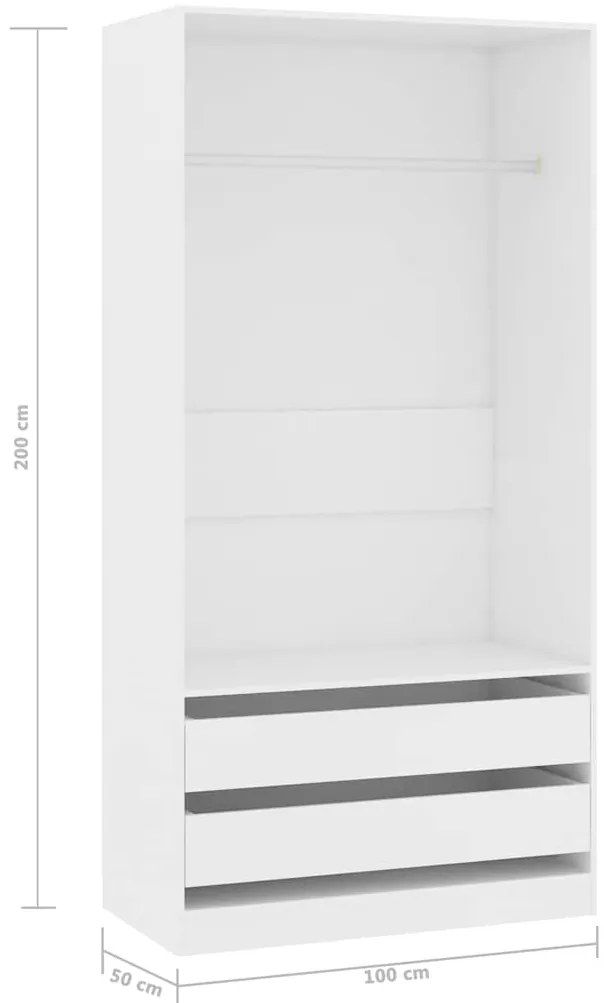 Roupeiro 100x50x200 cm derivados de madeira branco
