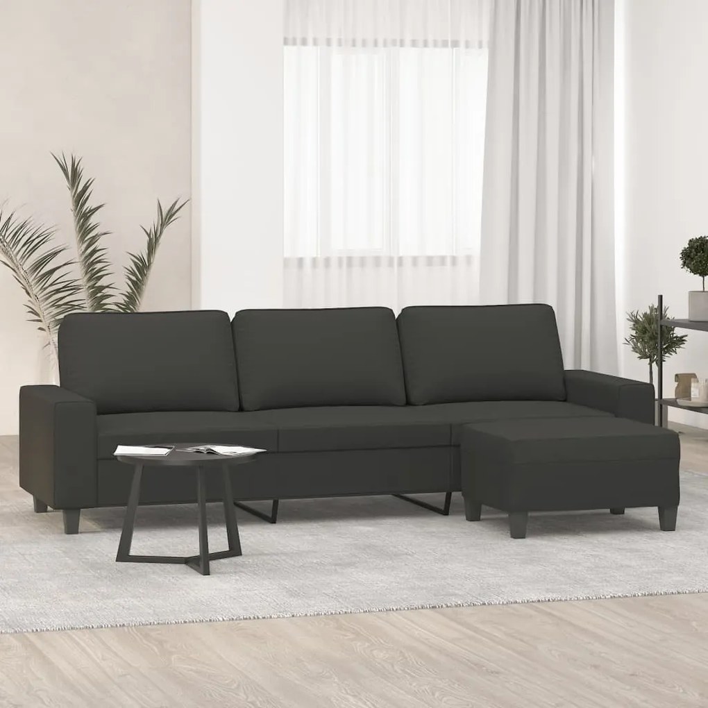 Sofá de 3 lugares c/ apoio de pés 210cm microfibra cinza-escuro