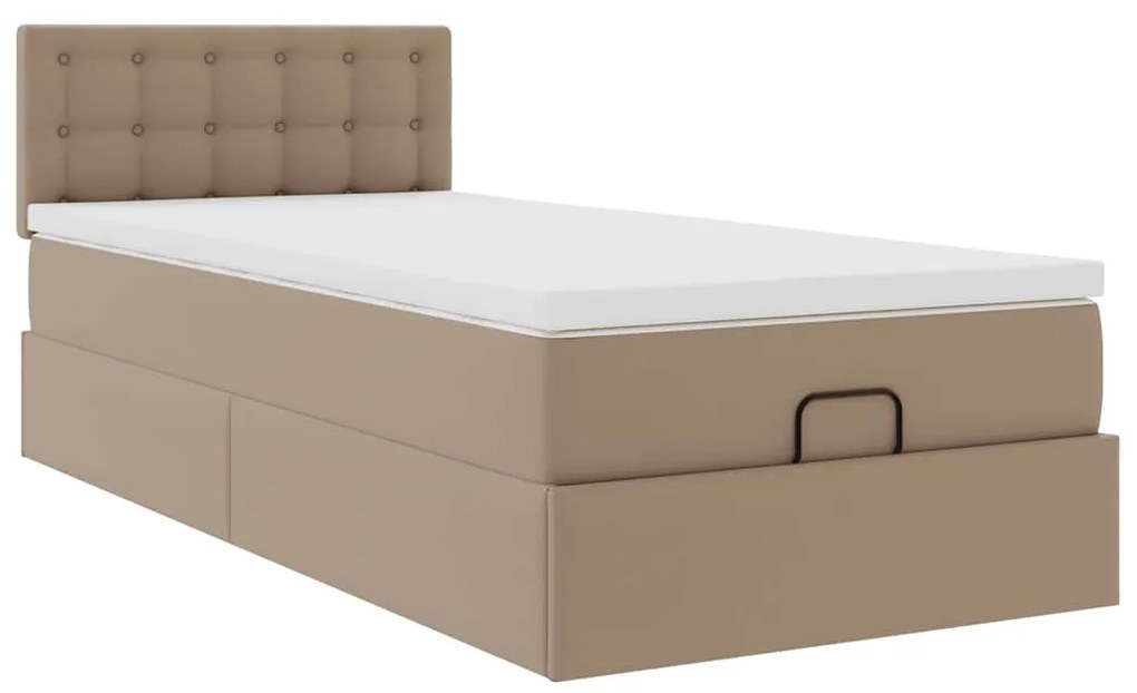 Estrutura de cama otomana com colchão cappucino 90x200 cm