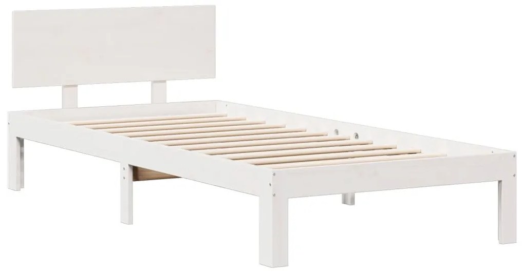 Cama com estante sem colchão 100x200 cm pinho maciço branco