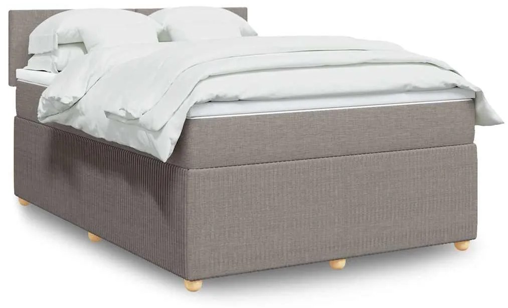 vidaXL Cama com molas/colchão 140x190 cm tecido castanho-acinzentado