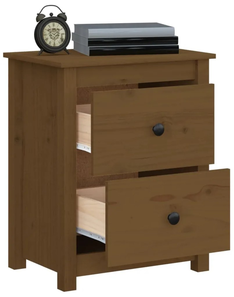 Mesa de cabeceira 50x35x61,5 cm pinho maciço castanho mel