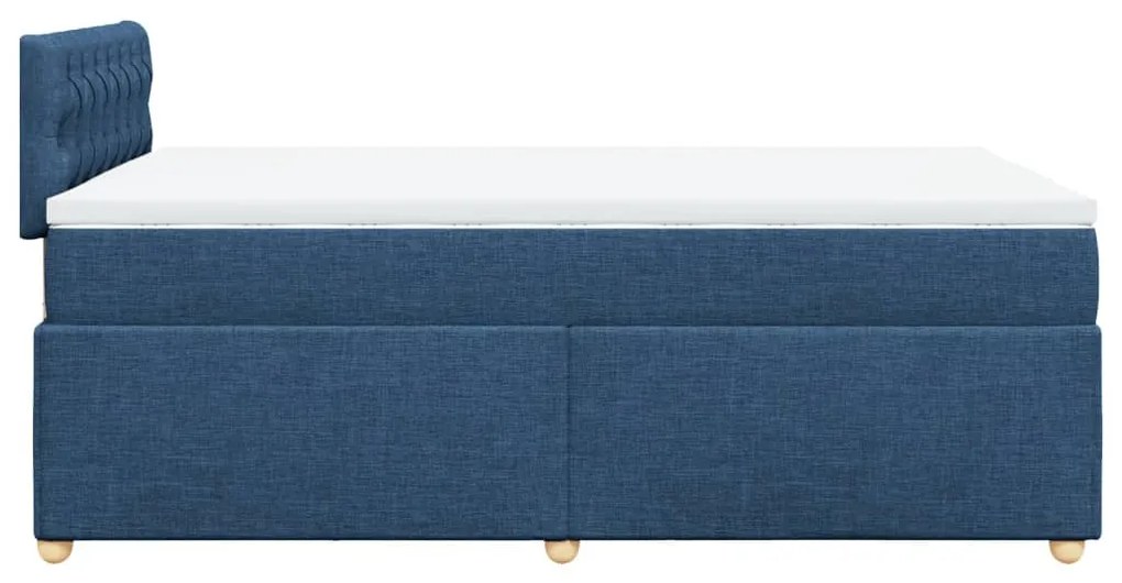 Cama boxspring com colchão 120x190 cm tecido azul