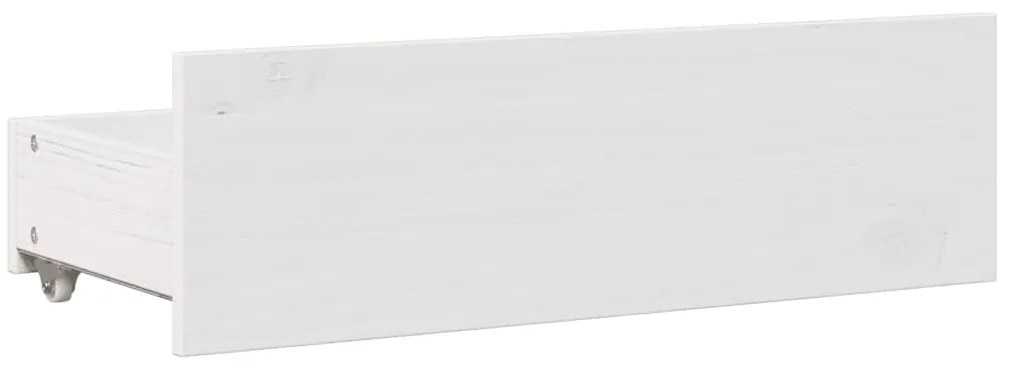 Cama sem colchão com gavetas 140x200 cm pinho maciço branco